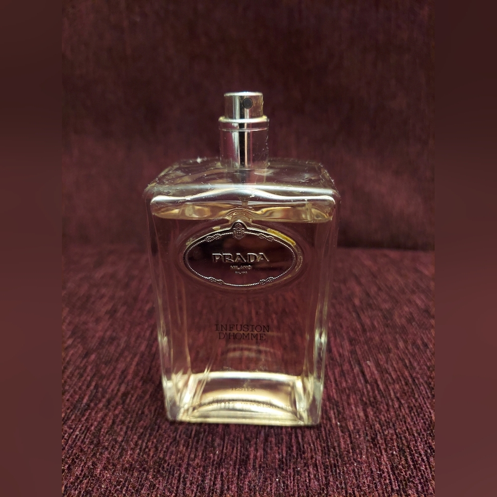 Prada infusion D'homme perfume. Bottle is almost 95% full.
